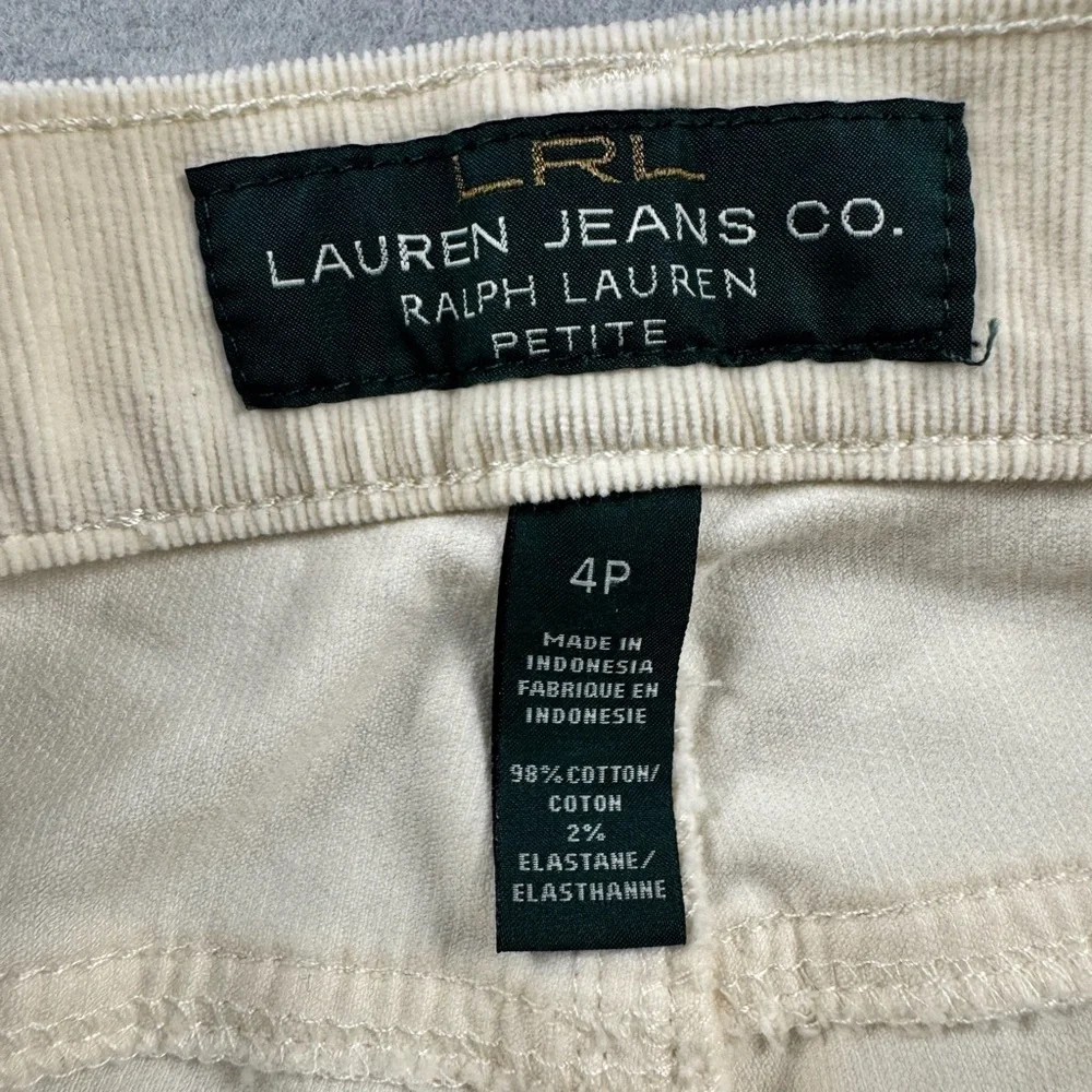 Lauren Ralph Lauren Pants Womens 4P White Premier Straight Corduroy Stretch RLL